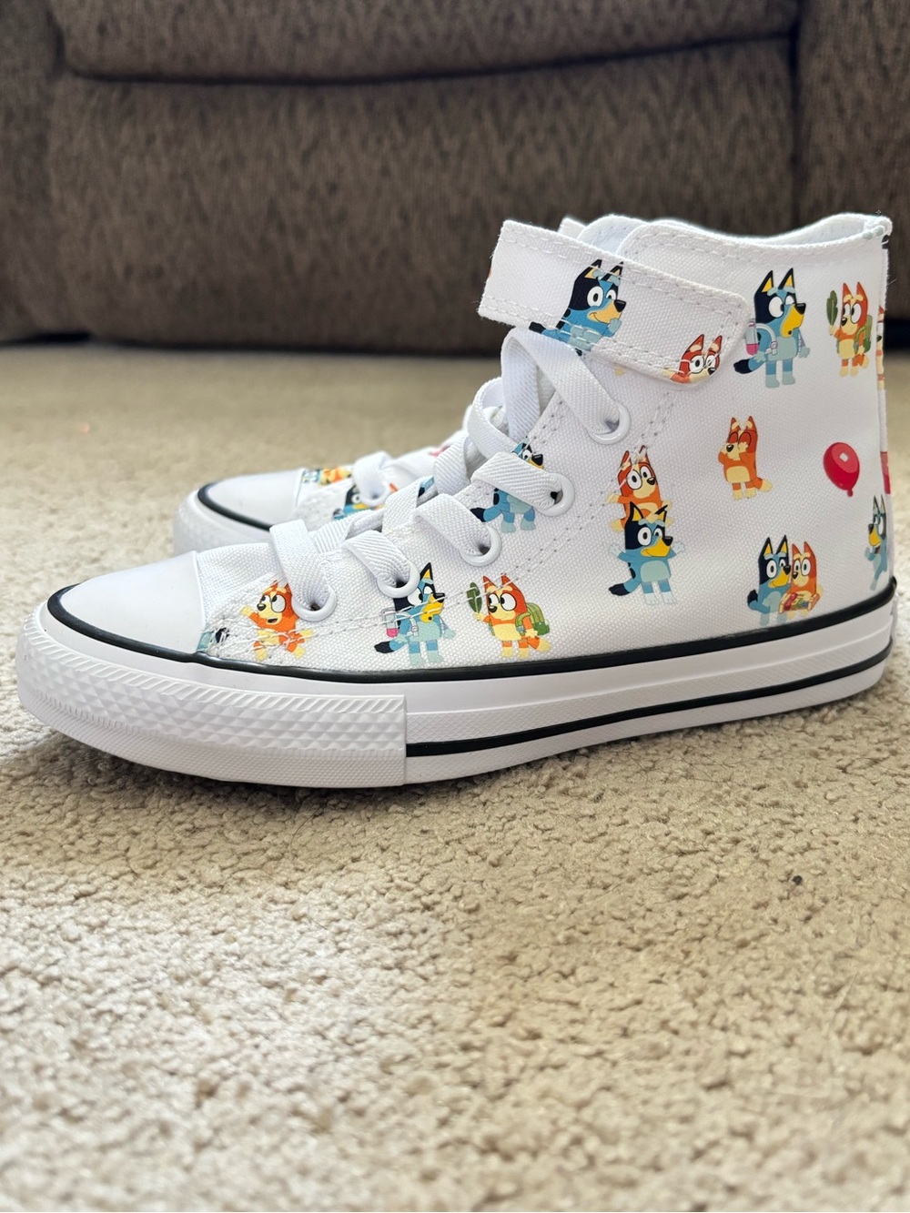 Converse Kids White High-Top Sneakers with Bluey Characters